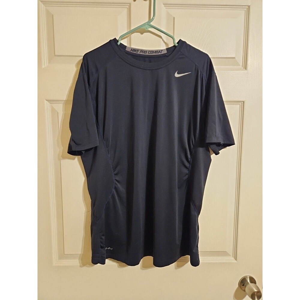 Nike Pro Combat Shirt Mens XL Black Fitted Dri Fit Short Slv Wrestling BJJ MMA